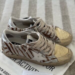Golden Goose Zebra Beige and Brown Ballstars